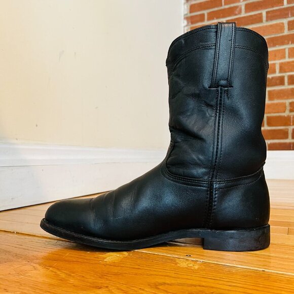 Vintage Frye Boots Western Cowboy Black Leather Roper Size 12 M US Mens - Picture 5 of 16